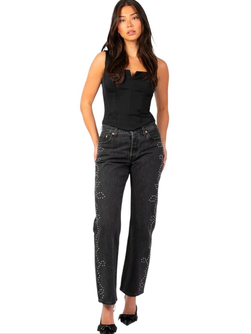 Levis 501 '90s Embellished Black Denim Jeans - Picture 3 of 11